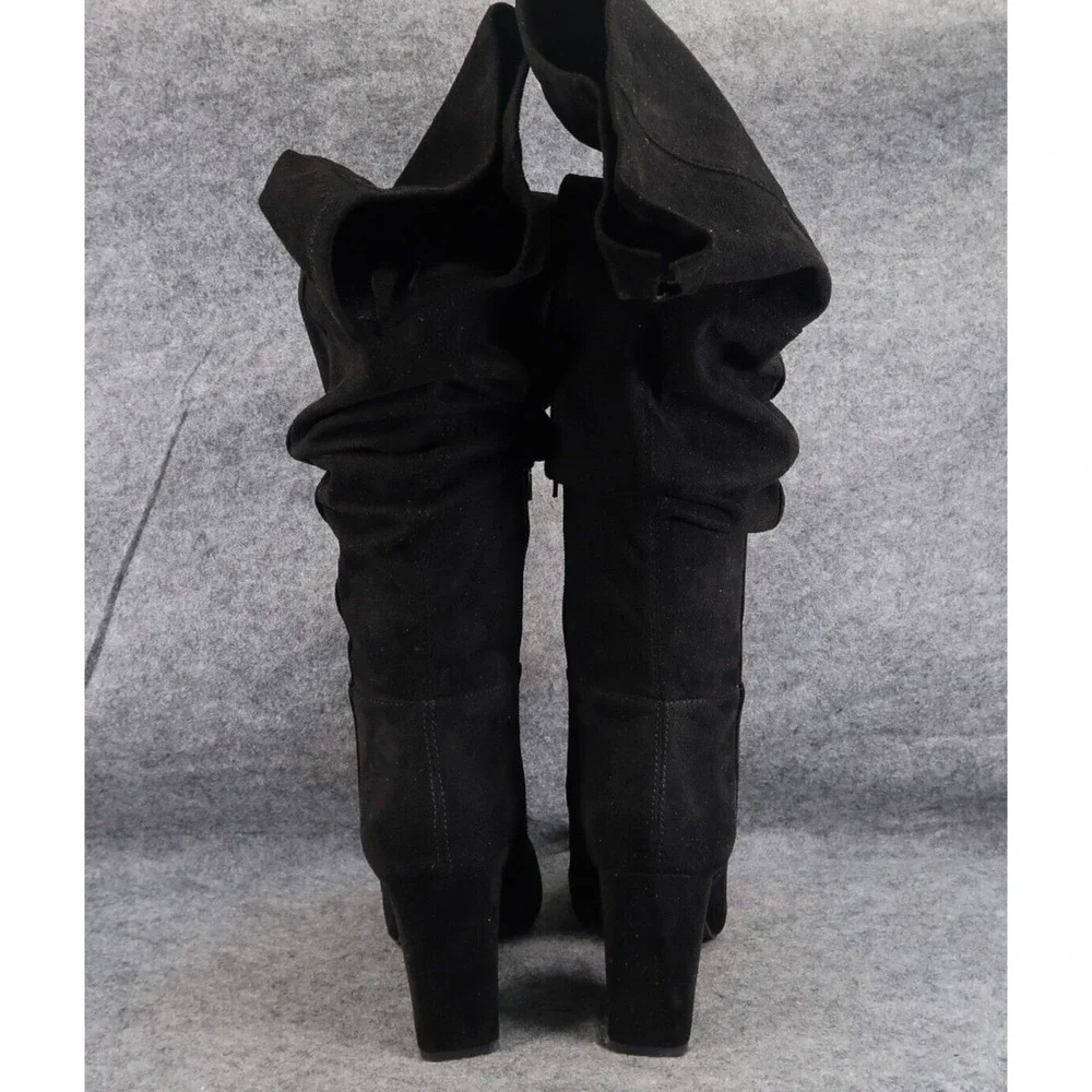 BP Shoes Womens 5.5 Boots Fashion Over The Knee Block Heel Zip Black Square Toe